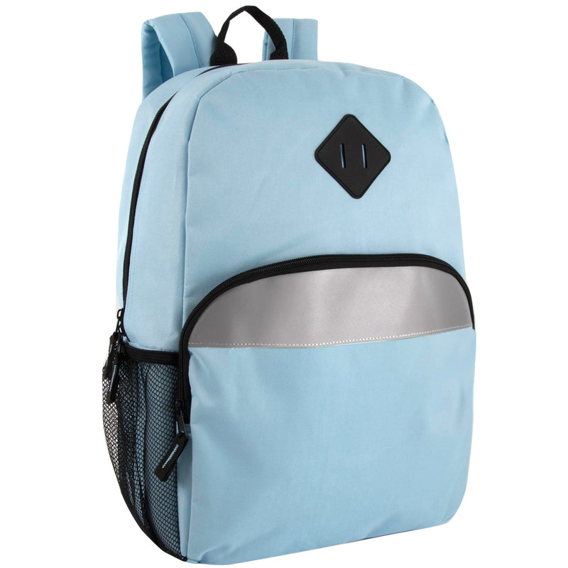 Trail maker Reflective School Backpack for Kids | Colorful Backpack with Adjustable Straps, Side Water Bottle Pockets (Blue)