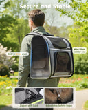 Pecute Cat Backpack Carrier Expandable , Foldable Pet Backpack for Cats & Small Dogs Up to 11lbs, with 4-Side Breathable Mesh, Multi-Entry & Lockable Zippers for Travel, Hiking, Camping - Hands Free,