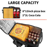 MATEIN Insulated Food Delivery Bag, XXXL Thermal Catering Bag for Hot & Cold Food, Water-Resistant Foldable Pizza Delivery Carriers for Transport with 4 Cup Holders & Reinforced Bottom, Black