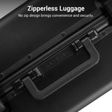 LEVEL8 20/24 Inch Zipperless 2 Piece Luggage Sets with Aluminum Frame, Lightweight Hard Shell Suitcases with Spinner Wheels, Metal Travel Luggages with Double TSA Locks, Black