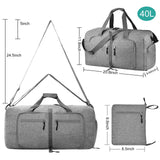Dimayar 40L Travel Duffle Bag - Foldable Duffel Bag with Shoes Compartment - Overnight Bags Waterproof & Tear Resistant(Gray)
