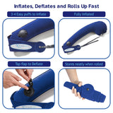 TRAVELREST Ultimate Travel Pillow & Body Pillow - Headrest, Auto, Bus, Train, Office Napping, Camping, Wheelchairs, Comfort and Support, Rolls Up, Straps to Airplane Seat & Car - Blue