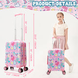 Esteemly Kid's Luggage Set 16inch 2 Piece Suitcase Set Hardside Luggage with Spinner Wheels Girls Carry on Toddler Travel Rolling Suitcase with Neck Pillow Airline Approved