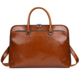 Laptop Messenger briefcase shoulder bag: Genuine Leather men 13 14 inch macbook case women work tote handbag Brown