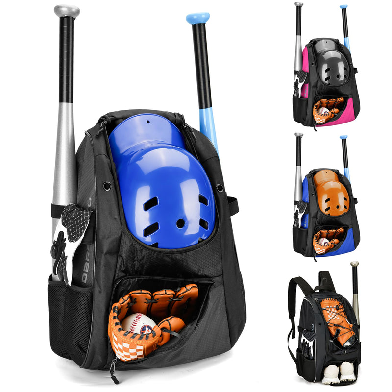 DAREKUKU Youth Baseball Backpack, Softball Bat Bag For Boys & Girls, T-Ball & Baseball Equipment & Gear, Durable Bat Backpack With Fence Hook, Shoe Compartment, Hold Bat, Glove, Helmet, Cleats