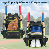 MATEIN Baseball Bat Bag for 4 Bats with Ball Pocket, Lightweight Youth Baseball Backpack with Shoe Compartment, Large Capacity Softball Equipment Bag with Fence Hook for TBall Gear, Helmet,Glove,Black