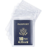 Mifflin-USA Passport & Card Holders (Clear, 4x6 inch, 10 Pack), Extra Large (XXL) ID Name Badge Holder, Waterproof Vertical Plastic Card Holders