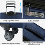 KROSER Softside Expandable Carry On Luggage with Front Business Pockets，20 Inch Suitcases with Spinner Wheels & Built-in TSA Lock, Durable Suitcase Rolling Luggage with USB Port, Navy