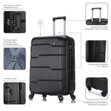 DUKAP RODEZ Hardside Luggage with Ergonomic Handles and TSA Lock | Spacious Traveling Suitcase, Travel Suitcase with Four Spinner Wheels and Studs | 24" Medium Luggage | Black