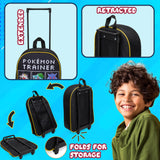 Pokemon Kids Foldable Trolley Suitcase 15”, 10.5 Litres 2 Wheels Black (S/15inch -10.5L, Black/Multi)
