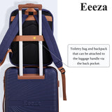 Eeeza Carry On Luggage Set 22x14x9 Airline Approved Luggage Sets 3 Piece,Suitcases with Wheels,ABS Hard Case Luggage with TSA Lock Spinner Wheels(20 Inch,BP/TB)