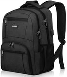 Liokesa Backpack for Men Women, School Backpacks for Teen Boys Girls, Water Resistant Laptop Backpack with USB Charger, 15.6 Inch Black College Bookbag