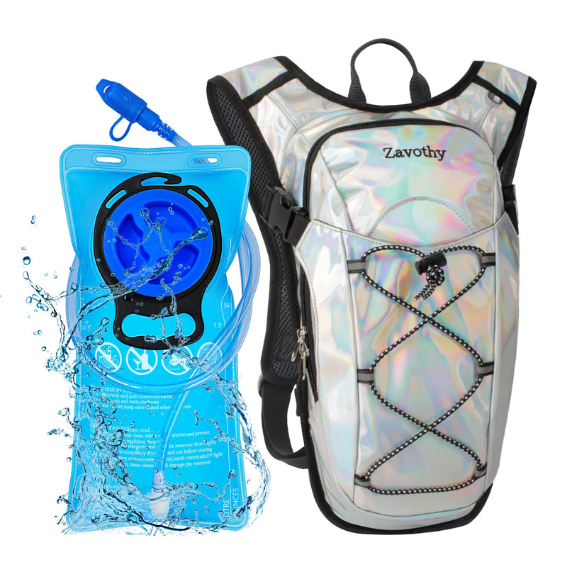 Zavothy Rave Hydration Backpack Lightweight Water Backpack for Cycling Running Hydration Pack Hiking Backpack with 2L Water Bladder White