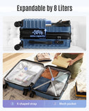 LIGHT FLIGHT Expandable Carry On Luggage 22x14x9 Airline Approved with Double Spinner Wheels, 20 Inch Lightweight Hard Shell Rolling Suitcases with TSA Lock, Blue