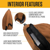 Carhartt Durable Sling Bag, Crossbody Backpack with Side Release Buckle, Tablet Sleeve and Adjustable Strap, Carhartt Brown