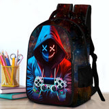 jvycjlu Boys Gaming Backpack Set - 17 Inch Large Capacity with Lunch Bag & Pencil Case - for Teens, Elementary & Middle School - Durable Travel Backpacks (3-Piece)