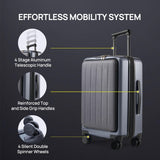 NINETYGO Carry On Luggage 22X14X9 Airline Approved with Front Pocket, 20 Inch Luggage with Front Compartment, Expandable, Double Spinner Wheels, Hardsided PC, TSA Lock (Midnight Black, Seine Max)