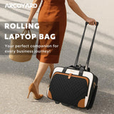 Arcoyard Rolling Laptop Bag, Rolling Briefcase for Women with Waterproof Pocket, 16 Inch Computer Bag, Underseat Carry On Luggage with Wheels for Work Travel Business, Lightweight Beige Brown