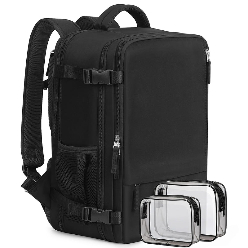 Beraliy Travel Backpack for Men Women, Large Carry On Backpack, Personal Item Bag Airline Approved, 17 inch Laptop Backpack, Business Work Gym Weekender Bag, Black