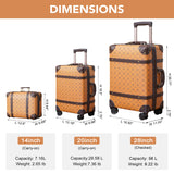 NZBZ Vintage Luggage Sets of 2, Vintage Suitcase Set for Women and Men, Cute Retro Luggage Sets Vintage Handmade Zipper Retro Trunk Luggage (Orange Brown, 14inch & 28inch)