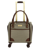 LONDON FOG Cambridge 15" 8-Wheel Under The Seat Bag, Olive Houndstooth, 15 inches | Backpacks4Less