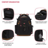 SwissGear Tool Bag Backpack, Fits Up to 17-Inch Laptop, Work Pack PRO, Black/Brown Canvas
