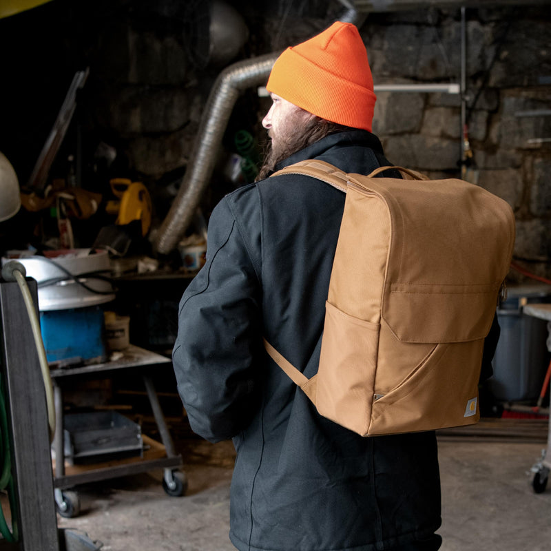 Carhartt 21L Top-Load Backpack, Durable Water Resistant Coated Canvas Base W/ 17" Laptop Sleeve, Port