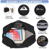 LUOCIP Large Women Travel Duffle Bag, Carry on Bag with Wet Toiletry Pocket for Overnight, Weekend, Yoga, Gym, Business Trips, Sport and Hospital, Black