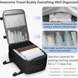 Tenot Travel Backpack for Women Men Carry on Flight Approved Lightweight 15.6 Inch Laptop Backpack Duffle College Business Work Weekender Hiking Travel Essentials Suitcase Backpack Black