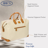 Bric's FIRENZE Cargo Duffel Bag - Luxury Travel Tote with Luggage Sleeve - Weekender and Travel Carry On Bags For Women and Men - Embossed PVC - 18 Inch, Cream