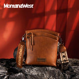 Montana West Crossbody Bags for Women Vegan Leather Western Cross Body Bag Handbag Shoulder Purse with Detachable Guitar Strap MWC-185DBR