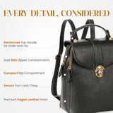 rofozzi Structured Vegan Leather Backpack Purse for Women - Back Pack Purses Women – PU Faux Leather Backpack Handbags (Black)