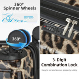 LARVENDER Luggage Sets 5 Piece Hardside Expandable Suitcase with Wheels Lock,PC+ABS Hardside Lightweight Rolling Suitcase for Women and Men,Cheetah
