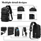 OZUKO Multipurpose Sling Bag for Men, Large Capacity Crossbody Shoulder Bag Waterproof Sling Chest Backpack with Tripod Holder Fit for Outdoor Travel Photography (Black)