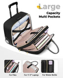 MATEIN Personal Item Rolling Briefcase with Large Wheels, Airline Approved Rolling Laptop Bag Women Men Roller Computer Bag 17.3 Inch, 18x14x8 Anti Theft Underseat Carry On Luggage for Travel Work