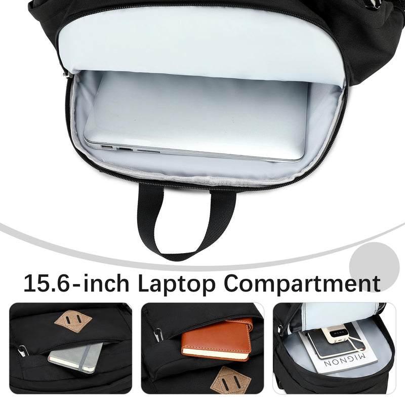 abshoo 32L Backpack for School College Bookbag Middle High School Backpacks Casual Daypack Travel Backpack (Black)