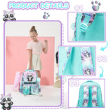 Meetbelify Backpacks for Girls Cute School Backpacks for Elementary Students Ages 8-10 Kids Aesthetic Travel Backpack Large Capacity Laptop Bookbag with Lunch Box 3 in 1 Backpack Set for Girls