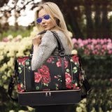 CAMTOP Women Ladies Travel Weekender Bag Overnight Duffel Carry-on Tote Bag fit 15.6 Inch Laptop Computer (6012/Flower with Shoe Compartment)