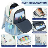 Caoroky knight Travel Laptop Backpack for Women Girls Elementary High School Bag College Backpacks Waterproof Daypack Large Bookbags Purse for Teens Students Computer Bags 15.6 Inch-Blue