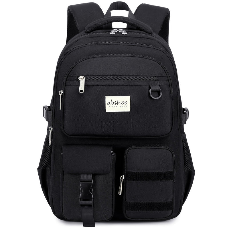 abshoo Large Heavy Duty Backpack For School College Bookbag Casual Multi Pocket Travel Backpacks (Black)