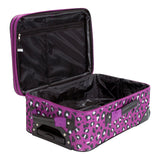 Rockland Fashion Softside Upright Luggage Set, Expandable,Telescopic Handle,Wheel, Purple Leopard, 2-Piece (14/19)
