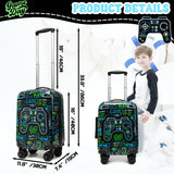 Homskiii Kid's Luggage Set 5 Piece Suitcase Set 16" Hardside Luggage with Spinner Wheels Boys Carry on Toddler Travel Rolling Luggage Airline Approved