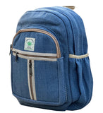 KayJayStyles Small Lightweight Daypack Backpack Handmade Himalayan Hemp Travel, Hiking, Purse (Denim Blue)