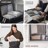 Aerotrunk Compression Packing Cubes for Travel - Luggage Organizer Bags - Double Zipper Packing Cubes for Suitcases (4-Pack, Beige)