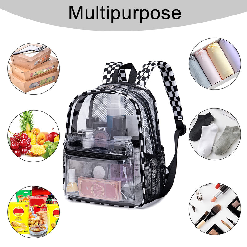 BTOOP Clear Mini Backpack for Stadium Events 12x12x6 Small Transparent Backpacks Plastic See Through Clear Bag for Concerts Work Festival Security Travel