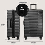 U.S. Traveler Boren Polycarbonate Hardside Rugged Travel Suitcase Luggage with 8 Spinner Wheels, Aluminum Handle, Black, Checked-Large 30-Inch