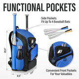 Tonesport Baseball Bag - Backpack for Baseball, Softball, Tball - Adults & Youth Bat Bag - Royal Blue