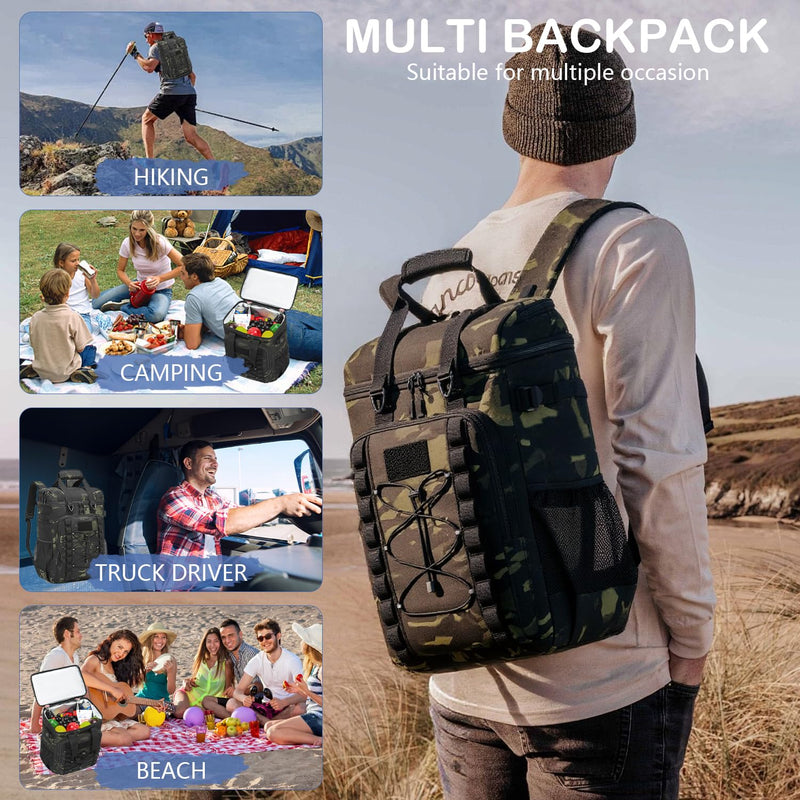 BISKLNDN Cooler Backpack - 42 Cans Tactical Backpack Coolers Insulated Leak Proof for Men Adults, Soft Insulated Backpack Cooler for Camping, Hiking, Picnic, Beach, Travel, Lunch & Work, Black CM