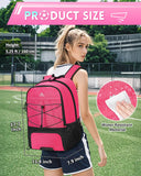 MATEIN Girls Soccer Backpack, Large Baketball Bag with Ball Holder & Shoe Compartment for Tournament & Game Day, Lightweight Youth Sports Bag with Fence Hook Fits 15.6 Inch Laptop, Soccer Team Gifts