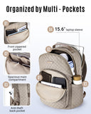 LIGHT FLIGHT Travel Laptop Backpack Women, 15.6 Inch Anti Theft Laptop Backpack with USB Charging Hole Water Resistant Casual Daypack Computer Backpack for Work, Warm Gray